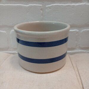 Robinson Ransbottom Pottery Roseville Ohio Crock 1 Pint Blue Stripe Stoneware